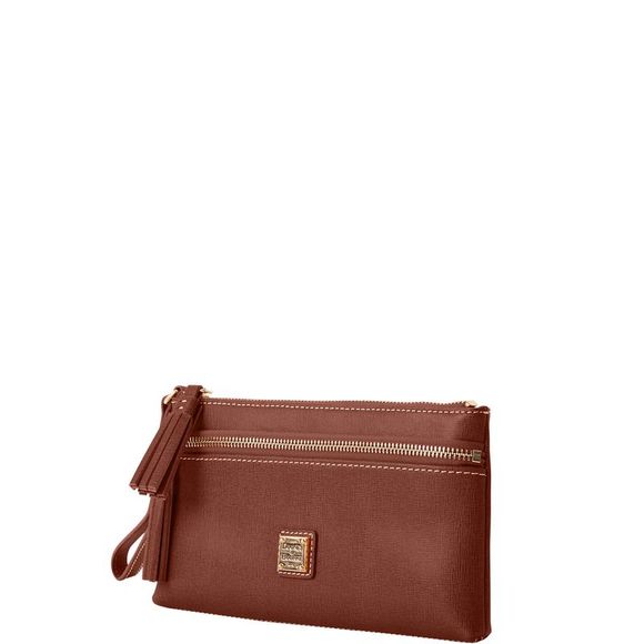 Dooney & Bourke Saffiano Double Zip Wristlet - Amber - Picture 2 of 3
